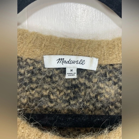Madewell Alpaca Blend Crewneck Pullover Sweater in Leopard Women’s Size Medium - Picture 3 of 12